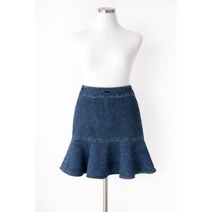 Ralph Lauren Denim Skirt Ruffle Hem Blue Jean Mini Womens 0 Y2K Vintage  90s